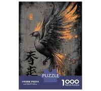 1000 Pieces Puzzles for Adults Phoenix Rising Black And Gold Illustration Puzzles for Adults Toy Wall Decor Wall Decoration Parent-child Interaction 52x38cm/1000pcs