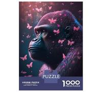 1000 Pieces Puzzles for Adults Pink Butterflies Gorilla Teenager Puzzles Brain Teaser Game Home Decoration for Is Ideal As A Gift 70x50cm/1000pcs