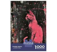 1000 Pieces Puzzles for Adults Pink Cat Wall Art Print Jigsaw for Adults Family Games Difficult Challenge Unique Gifts for Birthday And Christmas 52x38cm/1000pcs