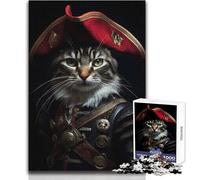 1000 Pieces Puzzles for Adults Pirate Cat Portrait Enjoy Cozy Calm Downtime Hours Clean Cut Durable Play Craft Toy Size 38x26cm