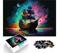 1000 Pieces Puzzles for Adults pirate ship colorful Made of cardboard for age 14+ Beautiful design gameBeautiful design game A work of art。size:38x52cm/14.96x20.47inch