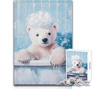 1000 Pieces Puzzles for Adults Polar Bear Bath Time Cozy Soothing Indoor Downtime Advanced Precision Cut Play Toy Size 50x75cm