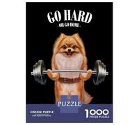 1000 Pieces Puzzles for Adults Pomeranian Weightlifting Jigsaw Puzzle Family Games Difficult Hard Unique Gifts for Birthday And Christmas 70x50cm/1000pcs