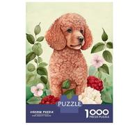 1000 Pieces Puzzles for Adults Poodle Floral Portrait Teenager Puzzles Brain Teaser Game Home Decoration for Is Ideal As A Gift 52x38cm/1000pcs