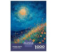 1000 Pieces Puzzles for Adults Poppies Under The Moonlight Jigsaw for Adults Family Games Difficult Challenge Unique Gifts for Birthday And Christmas 52x38cm/1000pcs