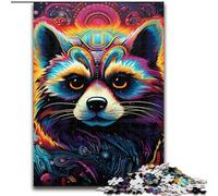 1000 Pieces Puzzles for Adults Psychedelic Animal Raccoon Jigsaw Puzzles 1000 Pieces for Adults Challenging Brain Teaser for Teenager, Family Game Night Fun (Szie 50x75cm)