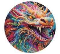1000 Pieces Puzzles for Adults Psychedelic Art Dragon Round Puzzles Home Activity for Holidays,Birthdays,and Family Game Nights (67.5x67.5cm)