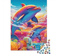 1000 Pieces Puzzles for Adults Psychedelic Dolphin Jigsaw Puzzles for Adults Woodenboard Puzzles Difficult And Challenge 1000pcs (75x50cm)