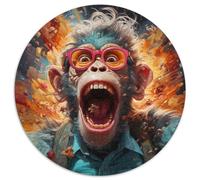 1000 Pieces Puzzles for Adults Psychedelic Monkey Round Jigsaw Develops Hand-Eye Coordination Skills,Perfect for Birthday Gifts (67.5x67.5cm)
