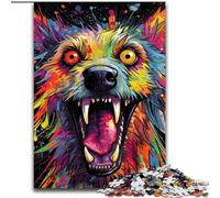 1000 Pieces Puzzles for Adults Psychedelic The Hyena Made of Wood, High-Difficulty Brain Teaser for Teenagers 50x75cm Birthday Party for Men Women