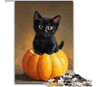 1000 Pieces Puzzles for Adults Pumpkin Black Cat 1000Pc Adults Jigsaw Puzzle for Birthdays, Holidays, And Special Occasions (Size 50x75cm)