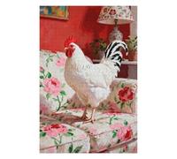 1000 Pieces Puzzles for Adults Puzzle White Cock Sitting on Sofa Jigsaw Puzzles 1000 Piece for Adults Women Seniors, Letters on Back Challenging Game Gift for Family Friends 30 x 20 in