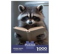 1000 Pieces Puzzles for Adults Raccoon Reading A Book Puzzles for Adults Toy Wall Decor Wall Decoration Parent-child Interaction 52x38cm/1000pcs