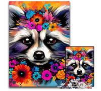 1000 Pieces Puzzles for Adults Raccoon Wearing Flowers Puzzles for Adults Brain Teaser Game for Teenagers, Perfect 50x75CM/19.68x29.52inch