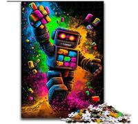 1000 Pieces Puzzles for Adults Rainbow Robot Wooden Jigsaw Puzzles for Adults Challenging DIY Brain Game, Interactive Family Activity (Size 50x75cm)