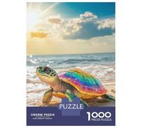 1000 Pieces Puzzles for Adults Rainbow Sea Turtle on Beach Jigsaws for Adults Relax Games Enhance Memory Unique Gifts for Birthday And Christmas 52x38cm/1000pcs
