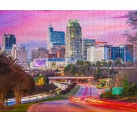 1000 Pieces Puzzles for Adults - Raleigh North Carolina Downtown Skyline Teens Elders Thick Sturdy Hard Challenging Difficult Party Games Props