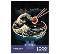 1000 Pieces Puzzles for Adults Ramen Bowl with Great Wave Jigsaw Puzzle Hands-on Game Home Decoration Unique Gifts for Birthday And Christmas 70x50cm/1000pcs