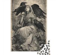 1000 Pieces Puzzles for Adults Raven And Woman Art Print Puzzles for Adults Hands-on Game But Fun And Humorous Parent-child Interaction 70x50cm/1000pcs