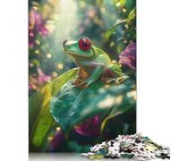 1000 Pieces Puzzles for Adults Red-Eyed Tree Frog in Tropical Forest Jigsaw Puzzles for Adults Woodenboard Puzzles Difficult And Challenge 1000pcs (75x50cm)