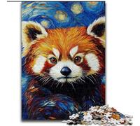 1000 Pieces Puzzles for Adults Red Panda Night Sky Made of Wood, Perfect for Family Fun on Birthdays, Christmas 50x75cm Engaging Family Game Night Activity