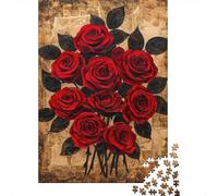 1000 Pieces Puzzles for Adults Red Rose Bouquet Painting Puzzles for Adults Hands-on Game But Fun And Humorous Parent-child Interaction 38x26cm/1000pcs