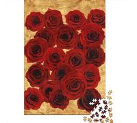 1000 Pieces Puzzles for Adults Red Rose Wall Art Print Jigsaw Puzzle Family Games Difficult Hard Unique Gifts for Birthday And Christmas 38x26cm/1000pcs
