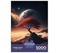 1000 Pieces Puzzles for Adults Red Tree Under A Giant Moon Jigsaw for Adults Anti-Stress Toys Difficult Hard Difficult And Challenge 70x50cm/1000pcs