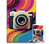 1000 Pieces Puzzles for Adults Retro Camera Pop Art Enjoy Cozy Calm Downtime Hours Clean Cut Durable Play Craft Toy Size 38x52cm