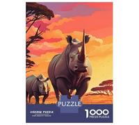 1000 Pieces Puzzles for Adults Rhinoceros Rinho Jigsaws for Adults Relax Games Enhance Memory Unique Gifts for Birthday And Christmas 52x38cm/1000pcs