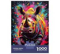 1000 Pieces Puzzles for Adults Rihnos Rhinoceros Painting Jigsaw Puzzle Family Games Difficult Hard Unique Gifts for Birthday And Christmas 70x50cm/1000pcs
