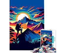 1000 Pieces Puzzles for Adults Rock Climbing Sunset Wpap Brain Intelligence Challenge Addictive Toys Family Games Difficult Hard Secret Santa Gifts (Size 38x26cm)
