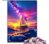 1000 Pieces Puzzles for Adults Sailboat on The Sea Under The Galaxy Jigsaw for Teenagers, Couples, And Friends for Birthdays, Christmas (size 50x75cm)