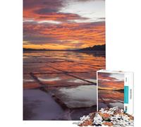 1000 Pieces Puzzles for Adults Salt Flats Sunset Reflection Brain Intelligence Challenge Addictive Toys Family Games Difficult Hard Secret Santa Gifts (Size 38x52cm)