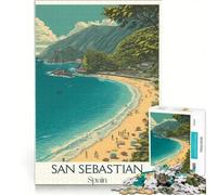 1000 Pieces Puzzles for Adults San Sebastián Beach Poster | Perfect decoration Challenging To Complete Suitable for couples 75x50cm