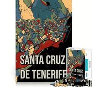1000 Pieces Puzzles for Adults Santa Cruz De Tenerife Vintage City Map Smooth Joint Fun Brain Skill Play Casual Game Time Birthday Fun Play (38x26cm)