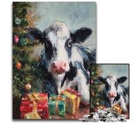 1000 Pieces Puzzles for Adults Santa Hat Cow Puzzle Learning Educational Toys,is Ideal As Gifts for The Whole Family for Ages 14+ 26X38CM