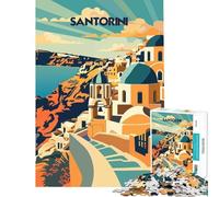 1000 Pieces Puzzles for Adults Santorini Sunlit Domes for Educational Game Challenge Toy Hands-on Game Home Art Decor Secret Santa Gifts (Size 38x52cm)