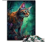 1000 Pieces Puzzles for Adults Savannah Cat Sorcery Jigsaw Puzzles for Adults size 26x38cm Ideal for Lover, Perfect Christmas, New Year, Valentine's Gift