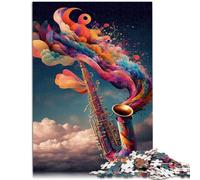 1000 Pieces Puzzles for Adults Saxophone Colorful family fun games with Fully Interlocking Randomly Shaped Pieces 14.96 in x 20.47 in