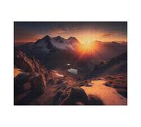 1000 Pieces Puzzles for Adults - Scenic Sunrise in The High Mountains Wooden Jigsaw Puzzle - Perfect Interlocking Clear Printing - Adults Educational Puzzle