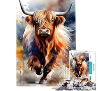 1000 Pieces Puzzles for Adults Scottish Highland Cows for Educational Game Challenge Toy Hands-on Game Home Art Decor Secret Santa Gifts (Size 38x52cm)