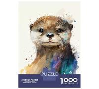 1000 Pieces Puzzles for Adults Sea Otter Watercolor Art Jigsaw Puzzle Family Games Difficult Hard Unique Gifts for Birthday And Christmas 52x38cm/1000pcs