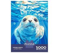 1000 Pieces Puzzles for Adults Seal Underwater with Bubbles Illustration Puzzles for Adults Toy Wall Decor Wall Decoration Parent-child Interaction 38x26cm/1000pcs