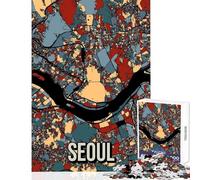 1000 Pieces Puzzles for Adults Seoul South Korea City Map Art Fun Family Connection Activity Memorable Christmas Giftsing Option (38x26cm)