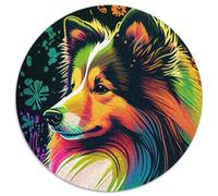 1000 Pieces Puzzles for Adults Shetland Sheepdog Color 1000 Piece Round Jigsaw Puzzle Ideal And Home Decor (67.5x67.5cm)