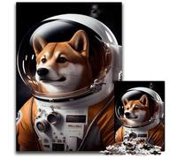 1000 Pieces Puzzles for Adults Shiba Inu Astronaut Puzzles for Adults Brain Teaser Game Interactive Family Game Suitable for Ages 14 1000 PCS(75x50cm)