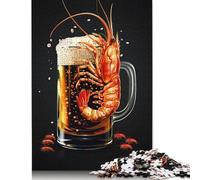 1000 Pieces Puzzles for Adults Shrimp Beer Square Puzzle for Adults & Wooden Puzzles Home Decor 1000pcs (75x50cm)