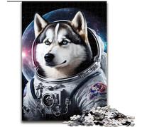 1000 Pieces Puzzles for Adults Siberian Husky Astronaut Made of Wood, Perfect Christmas & New Year Gift, 50x75cm for Family Interactive Game