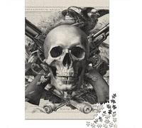 1000 Pieces Puzzles for Adults Skull And Crossbones Art Print Jigsaw Puzzle Hands-on Game Home Decoration Unique Gifts for Birthday And Christmas 52x38cm/1000pcs